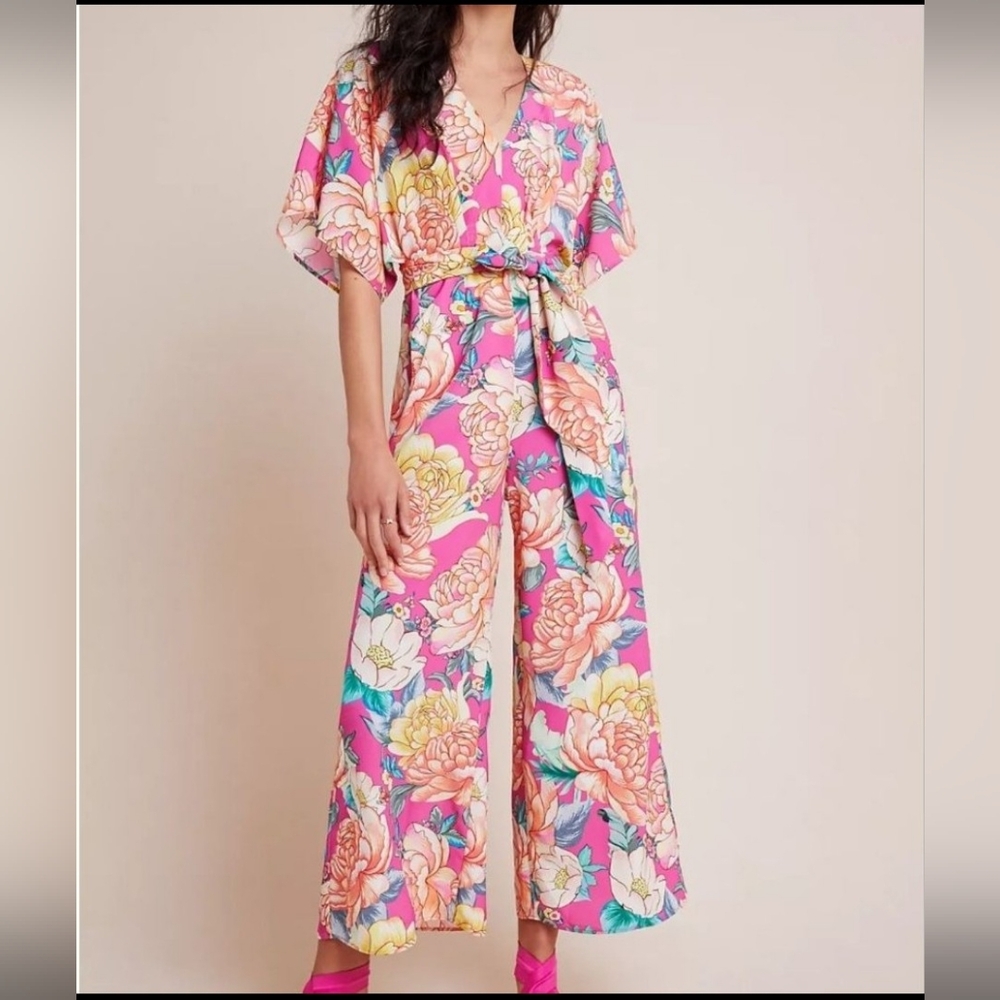 FARM Rio Floral Jumpsuit in Pink and Yellow